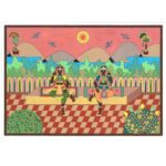 artwork, original art, wall art, folk art, Indian traditional art, watercolor, trees, birds, mountains, river, nature