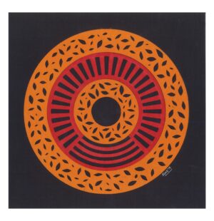 colourful mandala art, home decor, wall art, paper craft, paper cutting art, orange, red, neat and clean design, minimalist