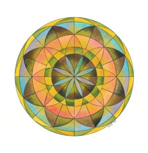 original mandala artwork, watercolour, metallic, shimmer, wall art, home decor, colourful