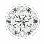 bells and butterflies, artwork product image, pen and ink mandala, original wall art