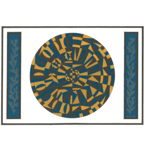 mandala wall art, original art, yellow, blue, shapes, patterns, pens, watercolour