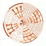Untitled mandala 69, original mandala art, watercolour and pen, brown, home, concept